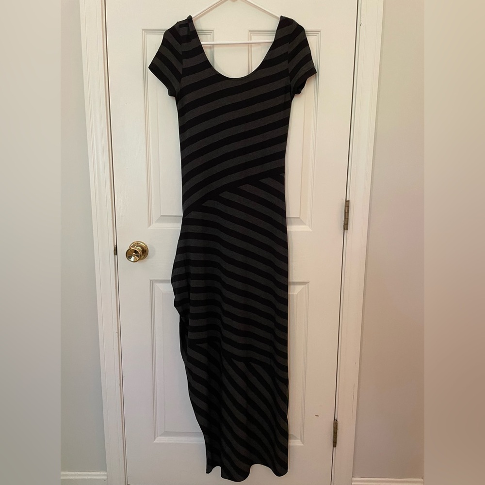 Joseph Ribkoff Black and Gray Asymmetrical Sheath Dress